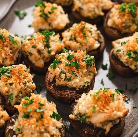 Savory Crab Stuffed Mushrooms