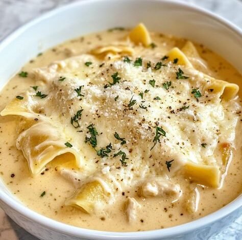 Creamy Alfredo Lasagna Soup Recipe