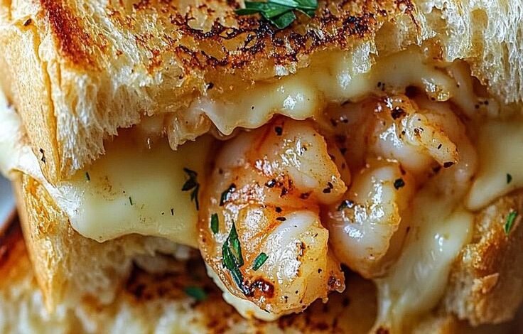 Cheesy Garlic Bread Shrimp Grilled Cheese Recipe