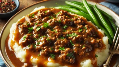 Ground Beef and Gravy Over Mashed Potatoes Recipe